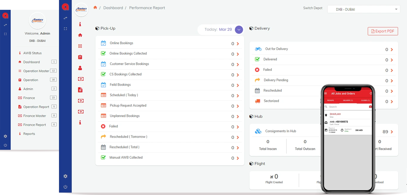 Ablii courier operations dashboard and mobile application